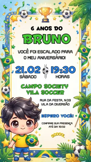 Soccer Birthday Invitation – Static – Convide aê!