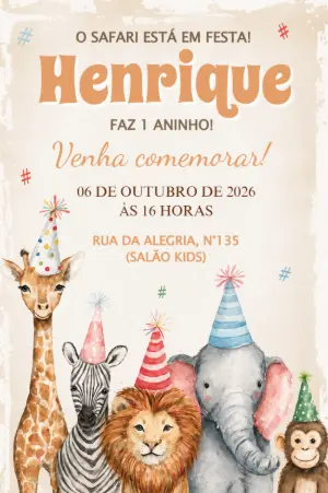Safari Birthday Invitation – Static – Borboleta Convites
