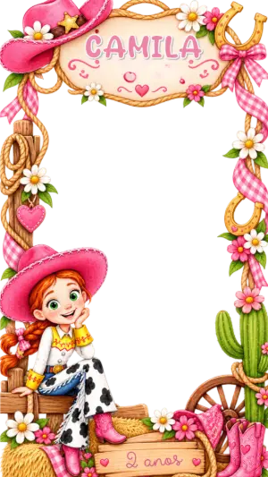 Moldura para Stories Jessie Toy Story Rosa Editável