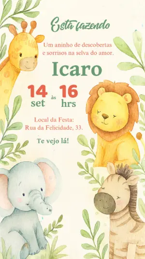 Safari Birthday Invitation – Static – Alegria no ar