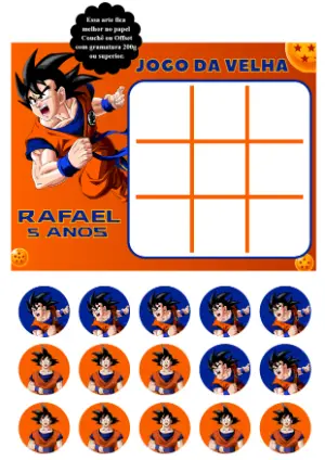 Jogo da Velha Aniversário Dragon Ball Z para Editar e Imprimir