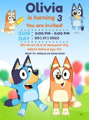 Bluey and Bingo Birthday Invitation to Edit Online