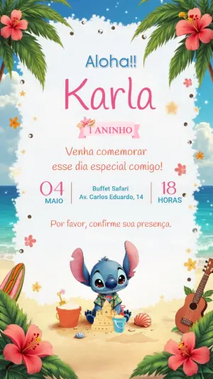 Invitación de cumpleaños Stitch – Estático – Criativa Sant