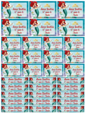Kit de Etiquetas Escolares A Pequena Sereia Editável Digital