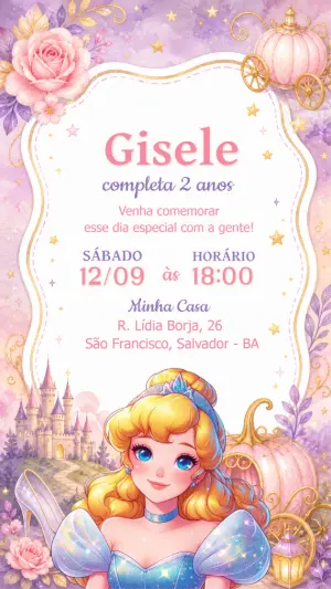 Invitación de cumpleaños Princesas – Estático – CollorGraph EDITOR