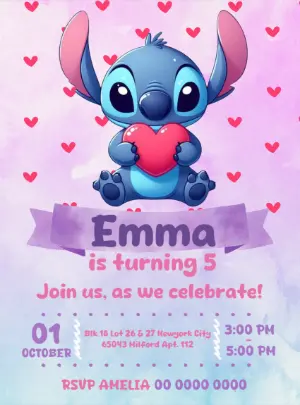 Invitación de cumpleaños Stitch – Estático – Decore Arte