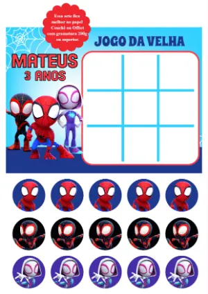 Jogo da Velha Spidey e Amigos para Editar e Imprimir Online