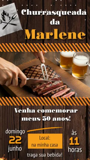 Convite Animado de Aniversário Churrasco para Editar Online