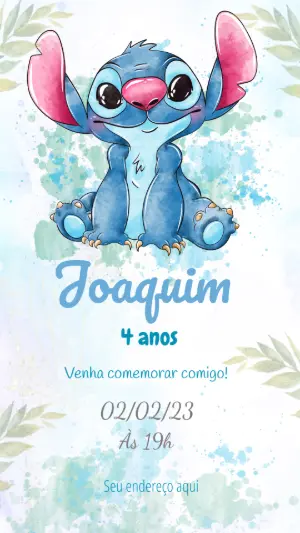 Invitación de cumpleaños Stitch – Estático – MR Produções