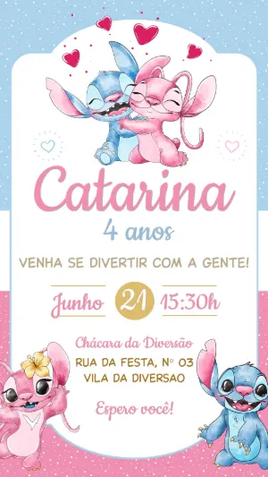 Invitación de cumpleaños Stitch – Estático – Convide aê!