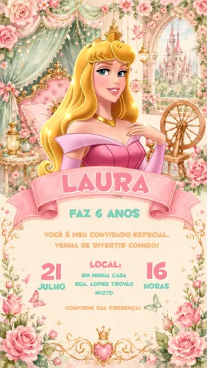 Invitación de cumpleaños Princesas – Estático – CollorGraph EDITOR
