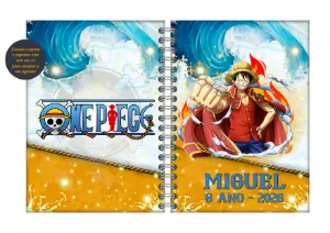Capa de Agenda One Piece Editável Online com Luffy
