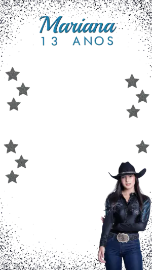 Moldura para Stories Festa Country com Estrelas e Glitter Editável