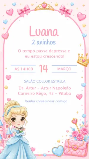 Invitación de cumpleaños Princesas – Estático – CollorGraph EDITOR