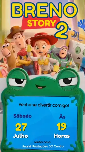 Convite Animado Toy Story: Vídeo de Aniversário para Editar