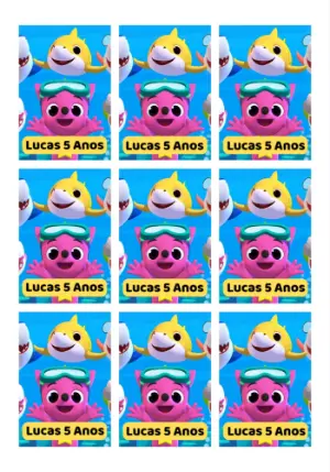 Tag Aniversário Baby Shark para Editar e Imprimir