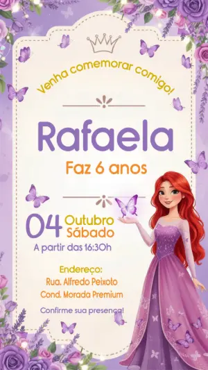 Invitación de cumpleaños Princesas – Estático – CollorGraph Convites