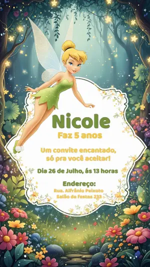 Convite de Aniversário Tinker Bell para Editar Online