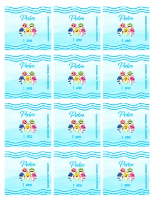  Adesivo para Bala Personalizada Baby Shark Aniversário Infantil Editável