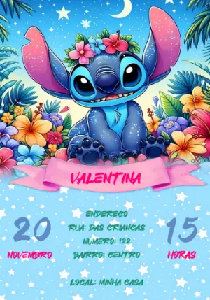 Invitación de cumpleaños Stitch – Estático – DL Design