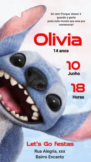 Invitación de cumpleaños Stitch – Estático – Maria Eduarda de Salvo