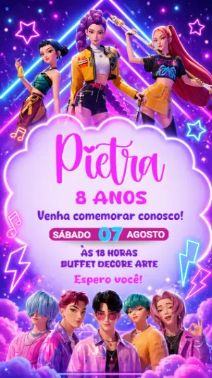 Invitation d'anniversaire KPop Demon Hunters – Statique – Decore Arte