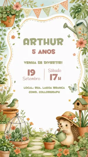 Invitación de cumpleaños Jardín encantado – Estático – CollorGraph Convites