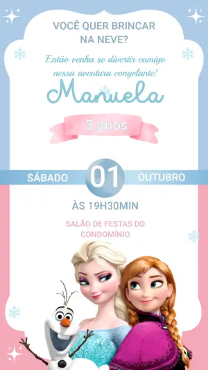 Convite Animado Frozen Aventura Congelante para Editar
