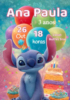 Stitch Birthday Invitation – Static – Priscila
