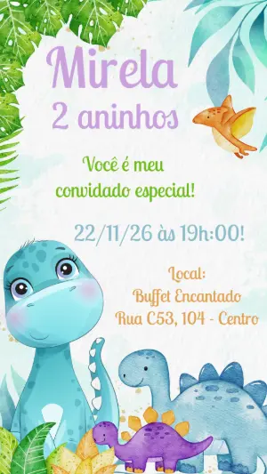 Invitación de cumpleaños Dinosaurio – Estático – Heliene Designer