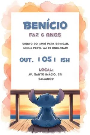 Invitación de cumpleaños Stitch – Estático – CollorGraph Convites