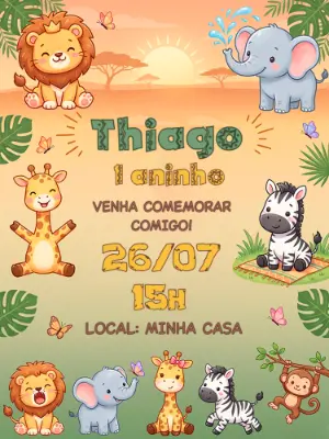 Safari Birthday Invitation – Static – Alegria no ar