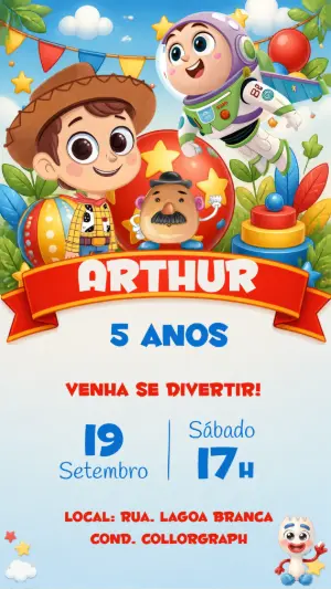 Invitation d'anniversaire Toy Story – Statique – CollorGraph Convites