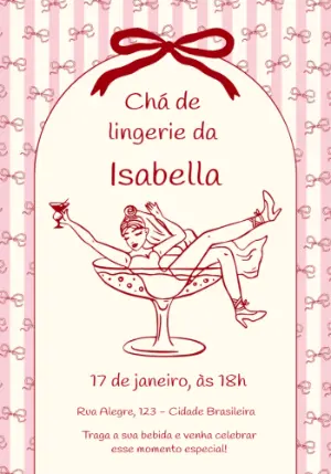 Modelo de Convite Chá de Lingerie Pin-up para Editar