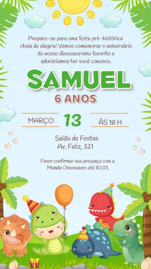 Invitación de cumpleaños Dinosaurio – Estático – Felicity Artes