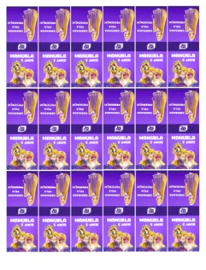 Rótulo Editável para Tic Tac Aniversário Tema Enrolados