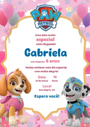 Invito di compleanno Paw Patrol – Statico – KC Design