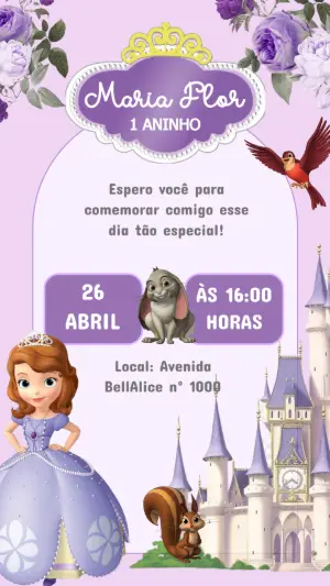 Convite Aniversário Princesinha Sofia Editável Online