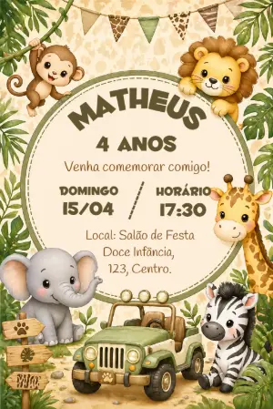 Safari Birthday Invitation – Static – Idesign Personalizados