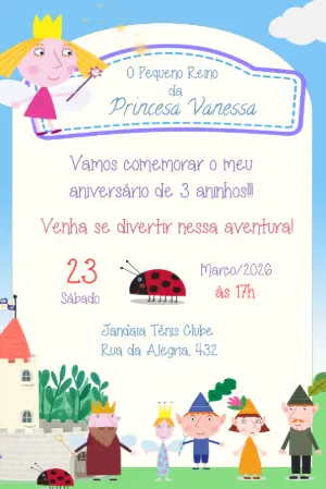 Convite de Aniversário Princesa Holly Fada Modelo Editável
