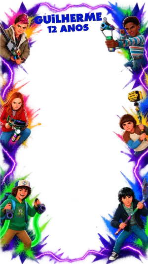 Moldura de Aniversário Stranger Things para Story Editável