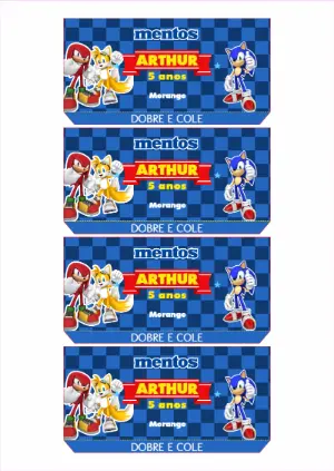 Rótulo Mentos Sonic Editável para Festa de Aniversário