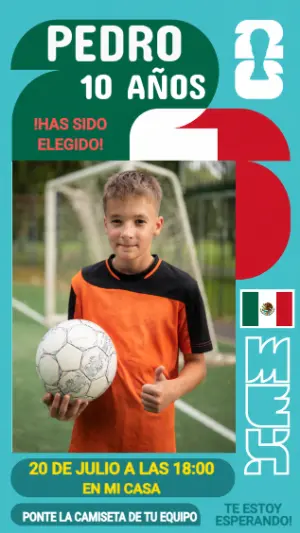 Invitación de Cumpleaños Fútbol con Foto | cromos del Mundial