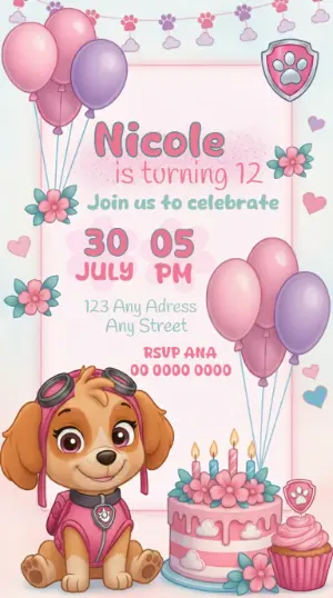 Invito di compleanno Paw Patrol – Statico – Wolf Designer