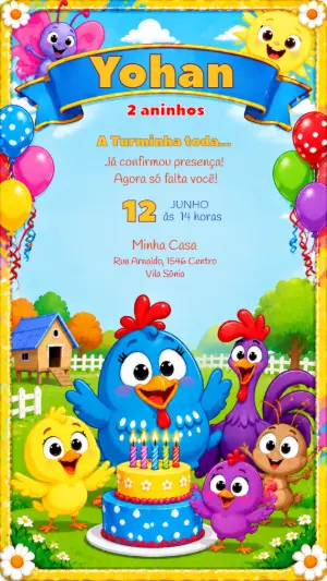 Convite de Aniversário Galinha Pintadinha Mini para Editar