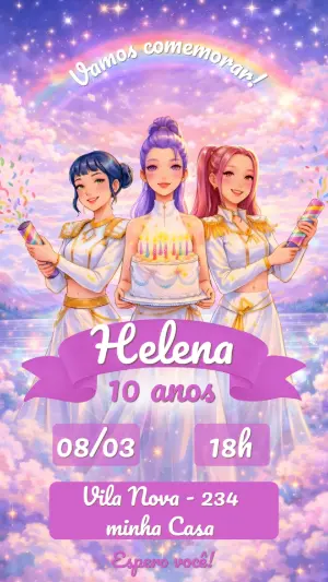 Invitation d'anniversaire KPop Demon Hunters – Statique – Color Art Studio