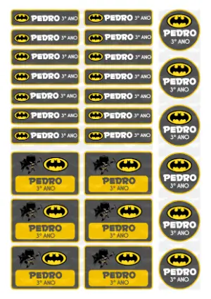 Etiquetas Escolares Batman Editáveis para Imprimir