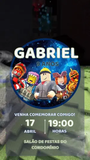 Convite Animado de Aniversário Roblox para Editar e Enviar