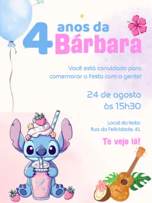 Invitación de cumpleaños Stitch – Estático – Pedro Henrique