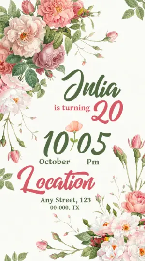 Elegant Floral Birthday Invitation | Editable Template